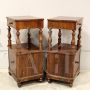 Pair of antique Louis Philippe bedside cabinets in walnut, 19th century Italy