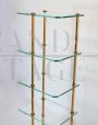 Mid-century modern étagère whatnot bookcase in brass and glass