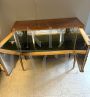 1950s bar cabinet in briarwood and mirror