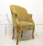 Early 19th century Empire armchair in gilded wood and ocher yellow velvet