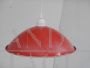 Industrial red enamelled metal bowl lamps, 1980s