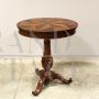 Antique round Louis Philippe coffee table in inlaid walnut, Italy 19th century          