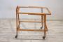 Vintage bar trolley in beech wood and glass, 1950s