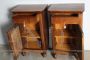 Pair of antique Charles X Italian bedside tables in solid walnut