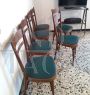 Vintage Italian dining room with glass top table and 6 chairs, 1950s