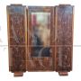 Art Deco wardrobe in walnut briar with mirrored door, Italy 1930s