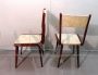 Pair of Carlo Ratti style chairs in wood and ivory skai, 1960s