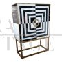 Optical design bar cabinet sideboard in black and white glass