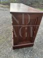 Antique pasta shop counter cabinet in solid larch from the mid-19th century