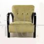 1930s Italian Art Deco armchair in beige green velvet