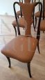 Set of 6 vintage 1950s rosewood and brown leather dining chairs