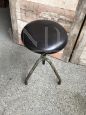 Industrial stool with leather seat