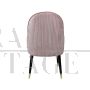 Design end chair in pink and white velvet