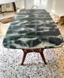 Vintage Italian dining room with glass top table and 6 chairs, 1950s