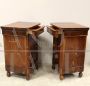 Pair of antique capuchin bedside tables from the Charles X era in walnut, 19th century Italy