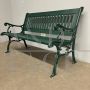 Liberty bench in cast iron and green lacquered wood, Italy early 1900s