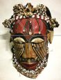 Antique African mask with beads and shells, Zaire