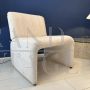 Vintage armchair with a modern design in white velvet, 1970s   