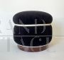 1940s Art Deco pouf ottoman in black velvet