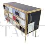 Dresser with 3 drawers in multicolored Murano glass