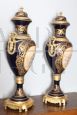 Pair of large Sèvres porcelain cassolette vases with bronzes, 20th century