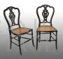 Pair of antique Napoleon III chairs in ebonized wood with inlays