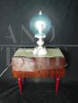 70s table lamp with light blue glass