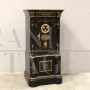 Antique safe in iron and wood painted and gilded with combination