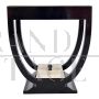 Art Deco style side table in black wood and parchment with drawers