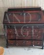 Antique style vintage secretaire in briar with ebonized decorations