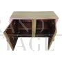 Two-door sideboard with pink glass and brass geometries