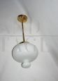 Mid century pendant lamp in brass and white glass