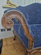 Antique Italian Louis XIV sofa in blue velvet