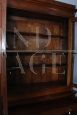 Antique Lombard Charles X bookcase in walnut with blown glass doors