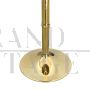 Pair of floor lamps in polished brass and bamboo