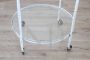 Vintage round bar trolley in white lacquered brass and glass, 1980s