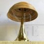 Pair of mushroom table lamps in brass and bamboo