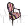 Antique style medallion armchair with multi-coloured fabric