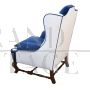 Pair of bergère vintage armchairs in blue and white velvet