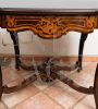 Napoleon III table with inlays in silver and precious exotic woods, 19th century