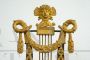 Antique French Empire lyre clock in gilded and patinated bronze