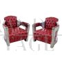 Pair of Aviator armchairs in red leather