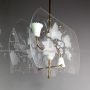 Pietro Chiesa style glass and brass chandelier, 1940s