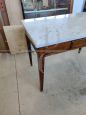 Walnut table with drawer and marble top