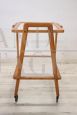 Vintage bar trolley in beech wood and glass, 1950s