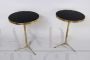 70s bistro side tables in brass with black glass top  