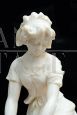 Antique sculpture of a girl in alabaster, 19th century France