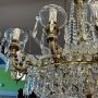 Large gilded bronze chandelier with crystals from the early 1900s