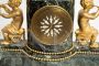 Antique Napoleon III clock in green Alpine marble with gilded bronze angels