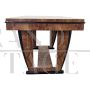 Extendable Art Deco style table in briar and parchment